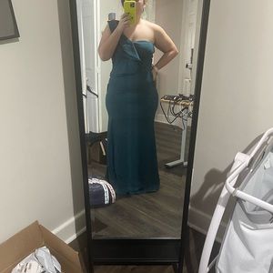 Lulus Kiss Me Again Teal Ruffled One-Shoulder Maxi Dress